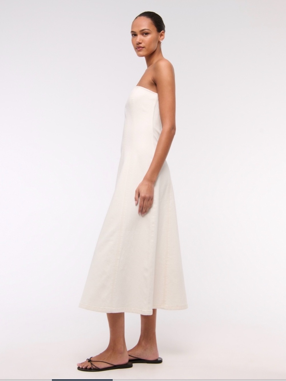 Abercrombie & Fitch Mila Strapless Denim Midi Dress stretch - Picture 5 of 7